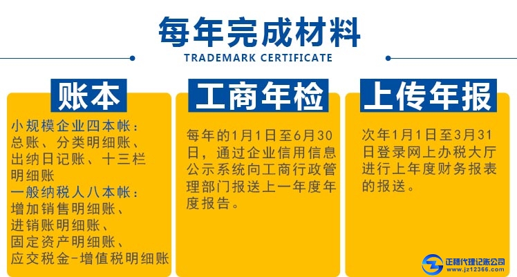 代理記賬每年完成材料